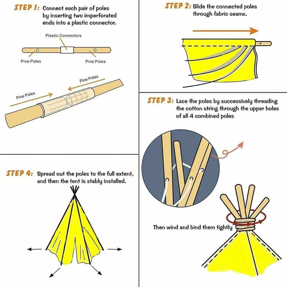 Nordic Glow Teepee – 1.35M Cotton Canvas Play Tent